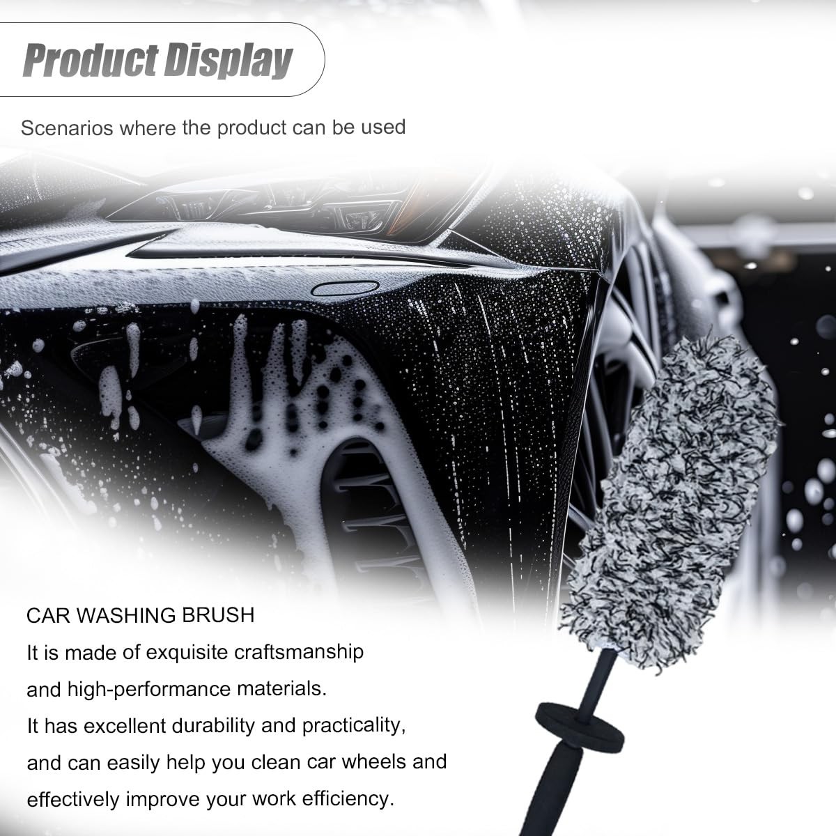 Soft Microfiber Car Wheel Rim Cleaner Non Scratch Detailing Wash Tool Grey