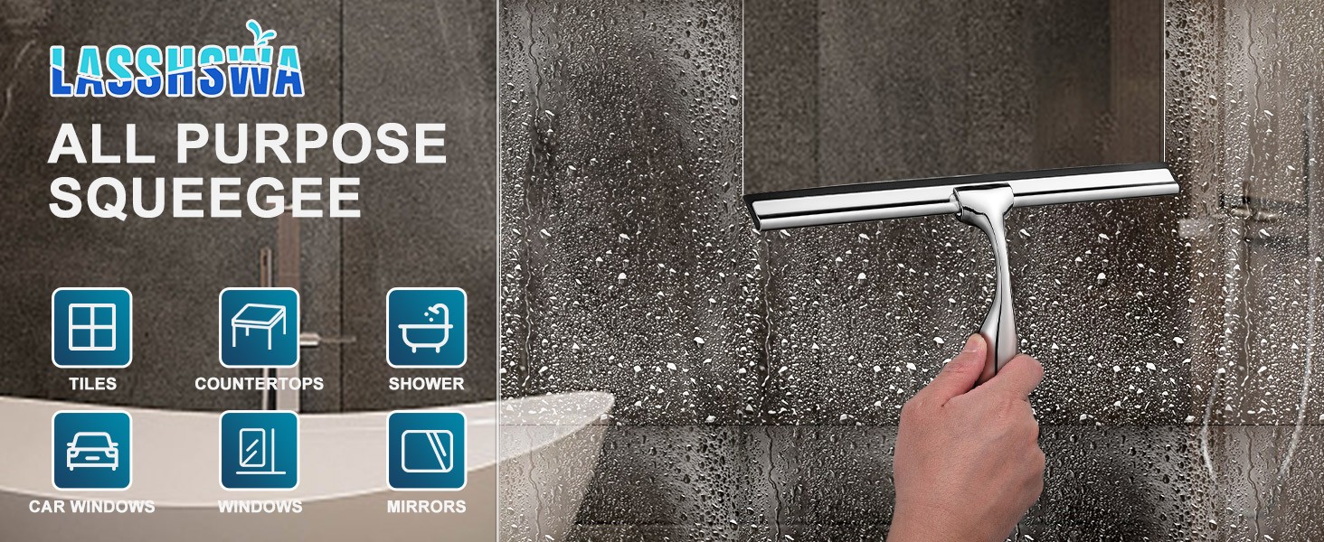 10″ Squeegee for Shower Glass Door All-Purpose Shower Squeegee for Glass Doors
