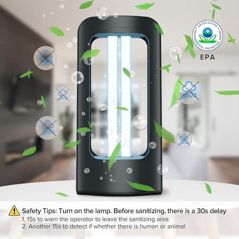 UVC Sanitizer Lamp Remote Control 99.9 Efficiency Indoor Odor Mold Removal New