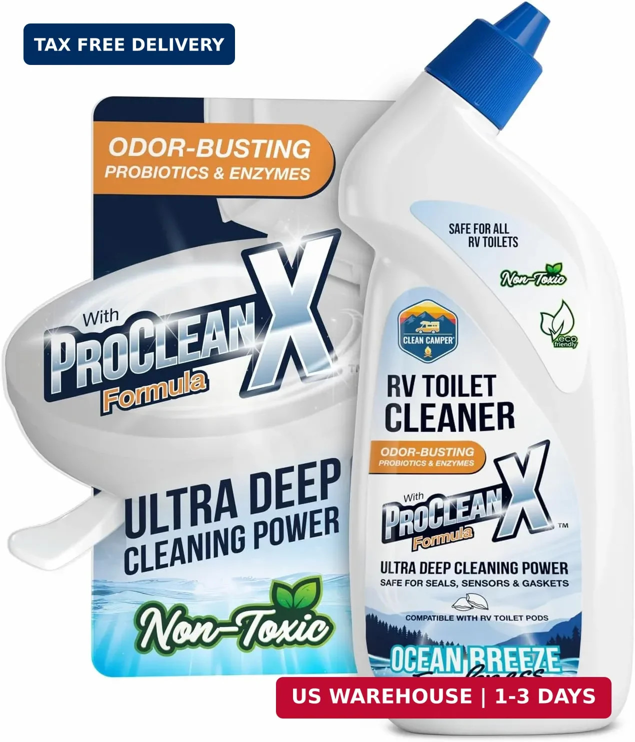 Clean Camper RV Toilet Bowl Cleaner ProClean X™ Formula | Enzyme & Probiotic Pow