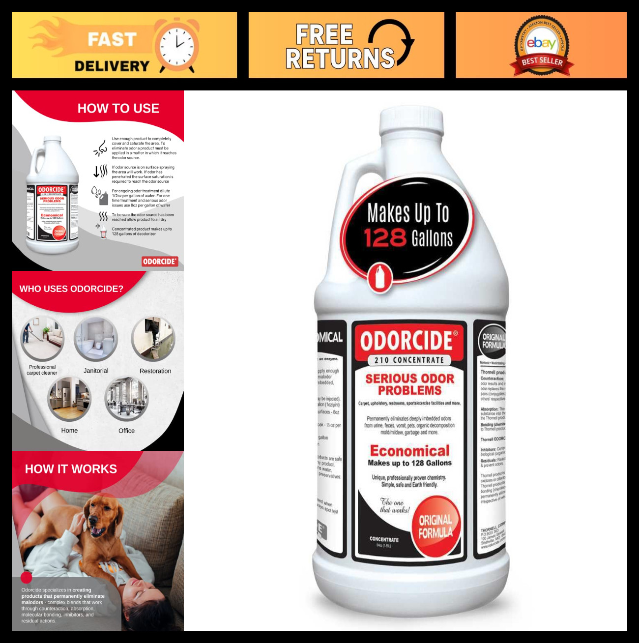 Odor Eliminator Spray – Original Scent, Half Gallon Size, Pet Safe, Long-Lasting