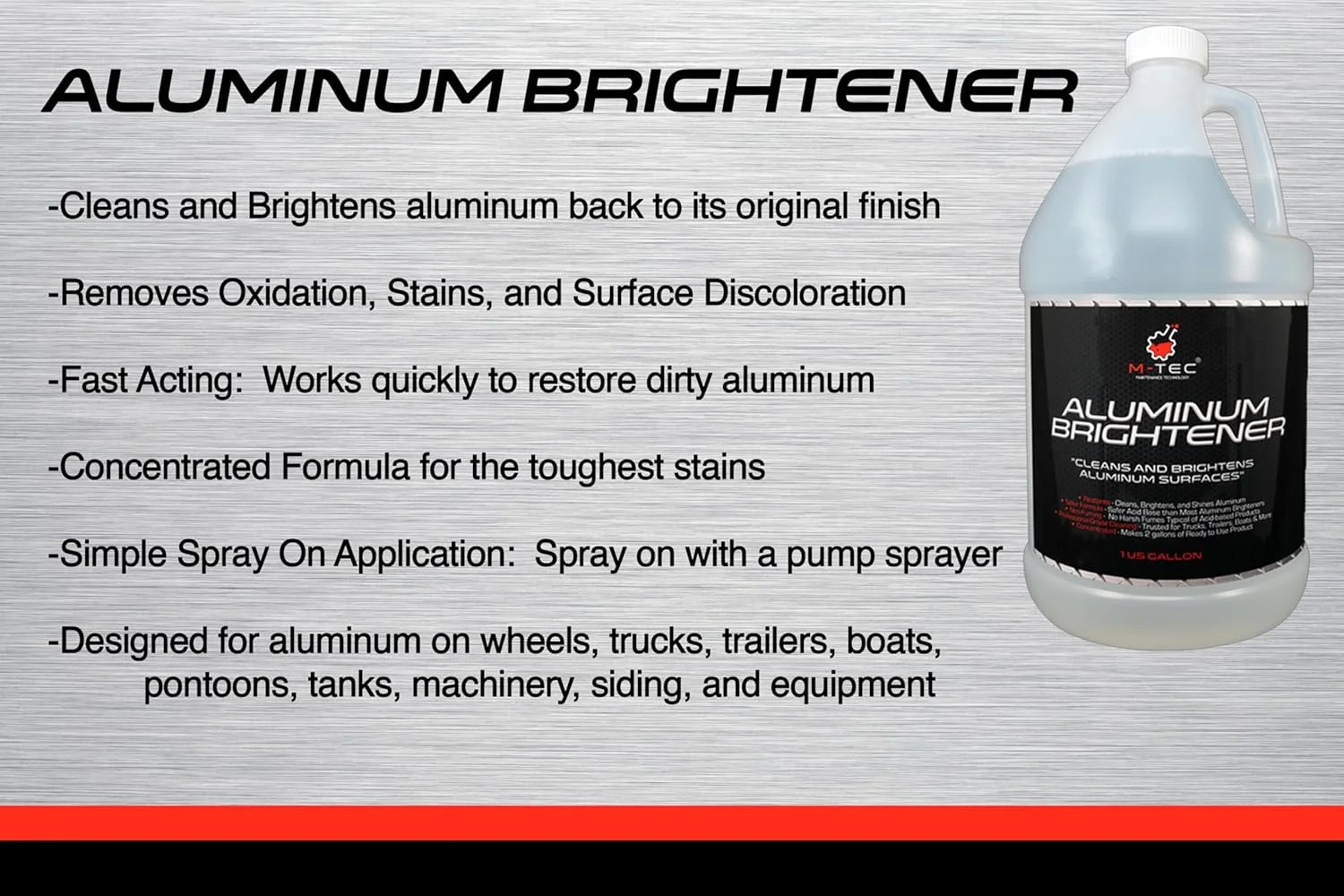 M-Tec Aluminum Brightener Concentrate, Heavy-Duty Aluminum Cleaner for Trailers,