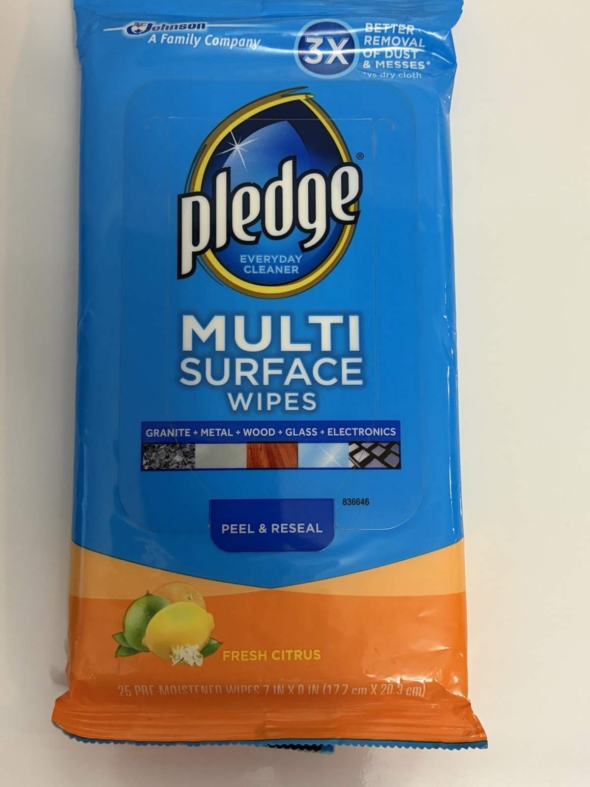 2x Pledge Multi-Surface Everyday Natural Cleaner 16 oz Spray & 25 Wipes Citrus