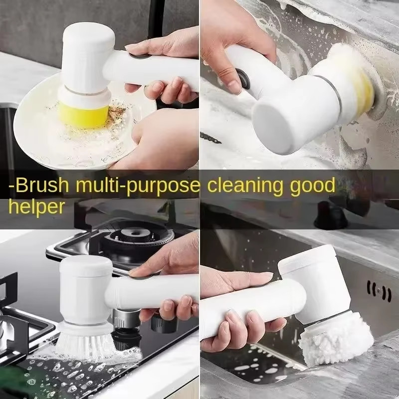 Electric Spin Scrubber with 5 Replaceable Brush Heads for Bathroom Cleaning