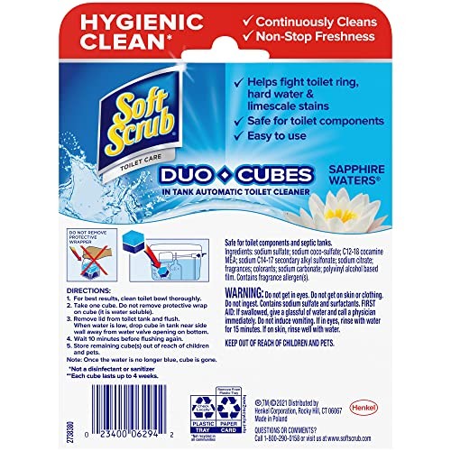 Soft Scrub Duo Cubes Sapphire Waters Toilet Cleaner Pack Of 4 Freshens Stains
