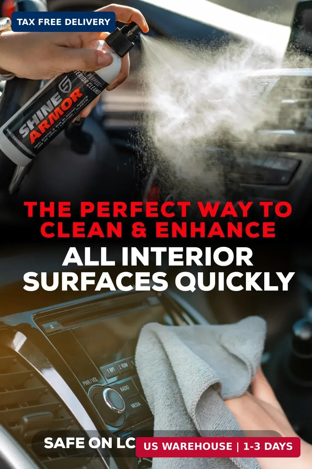 SHINE ARMOR Car Interior Cleaner & Protectant – Interior Detailer Spray with UV