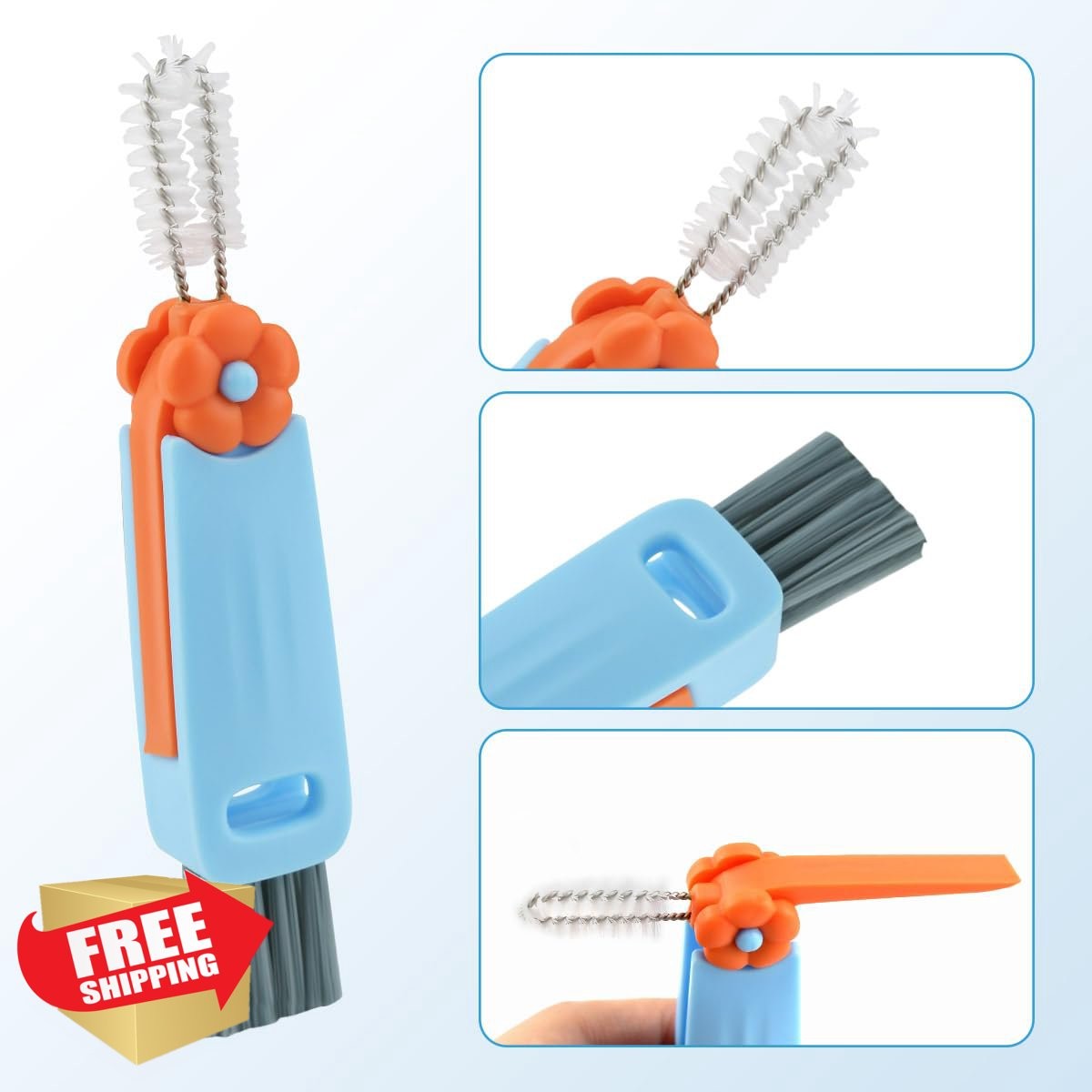 TKYPZY 3 in 1 Cup Lid Cleaning Brush Green Blue Red