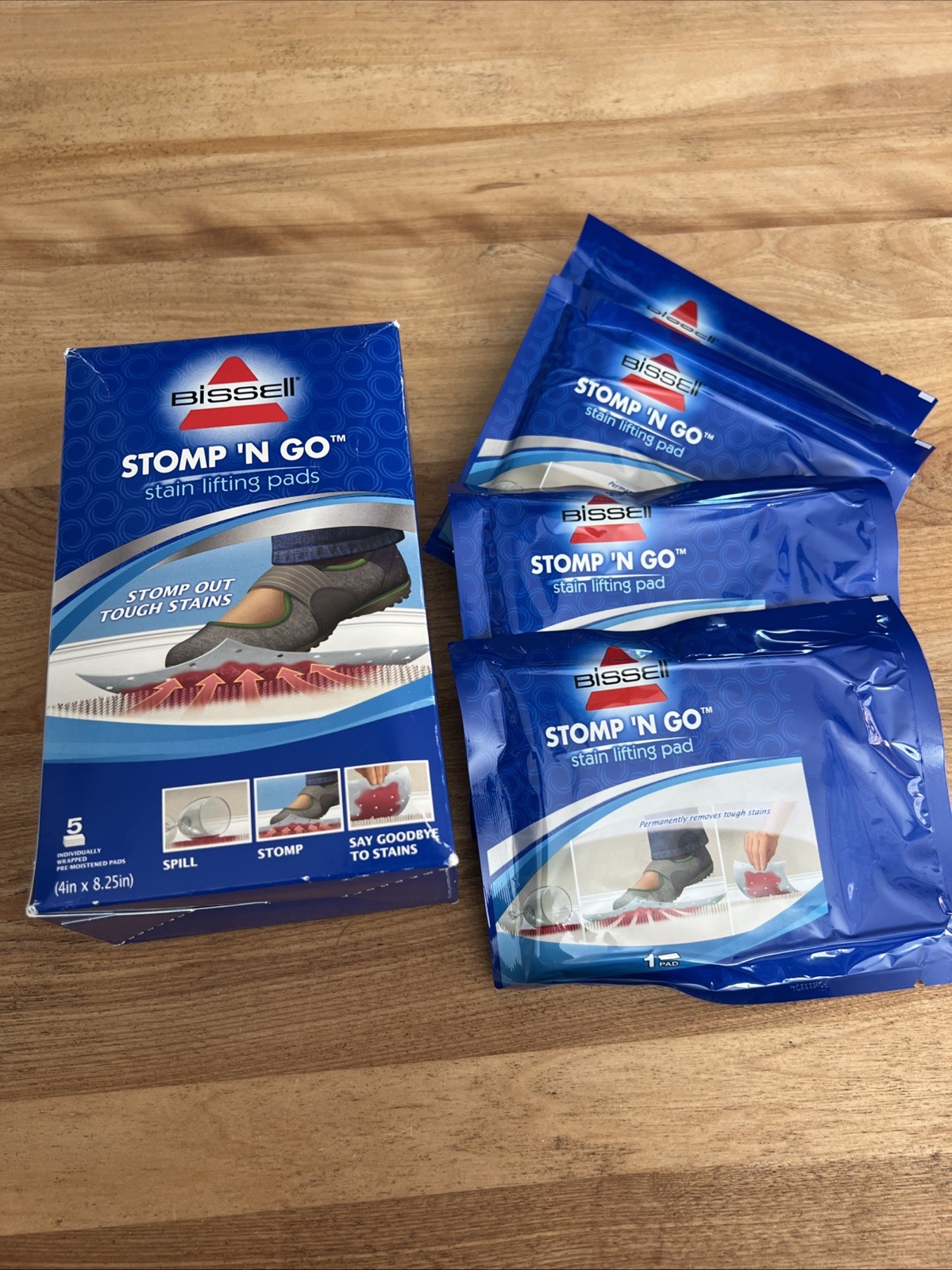 4 New Bissell Stomp-N-Go Stain Lifting Pads Pet Messes Wine Dirt Carpet Tough