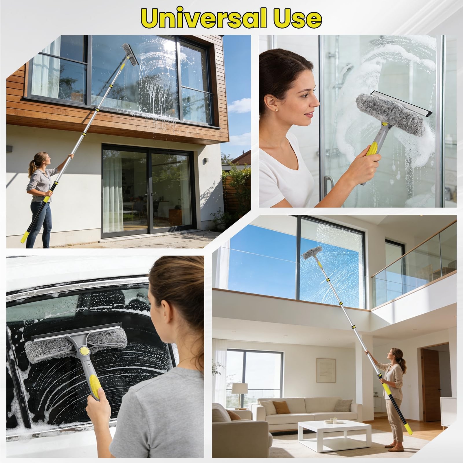 Window Squeegee with Extension Pole, 26FT Reach Squeegee for Window Cleaning,…