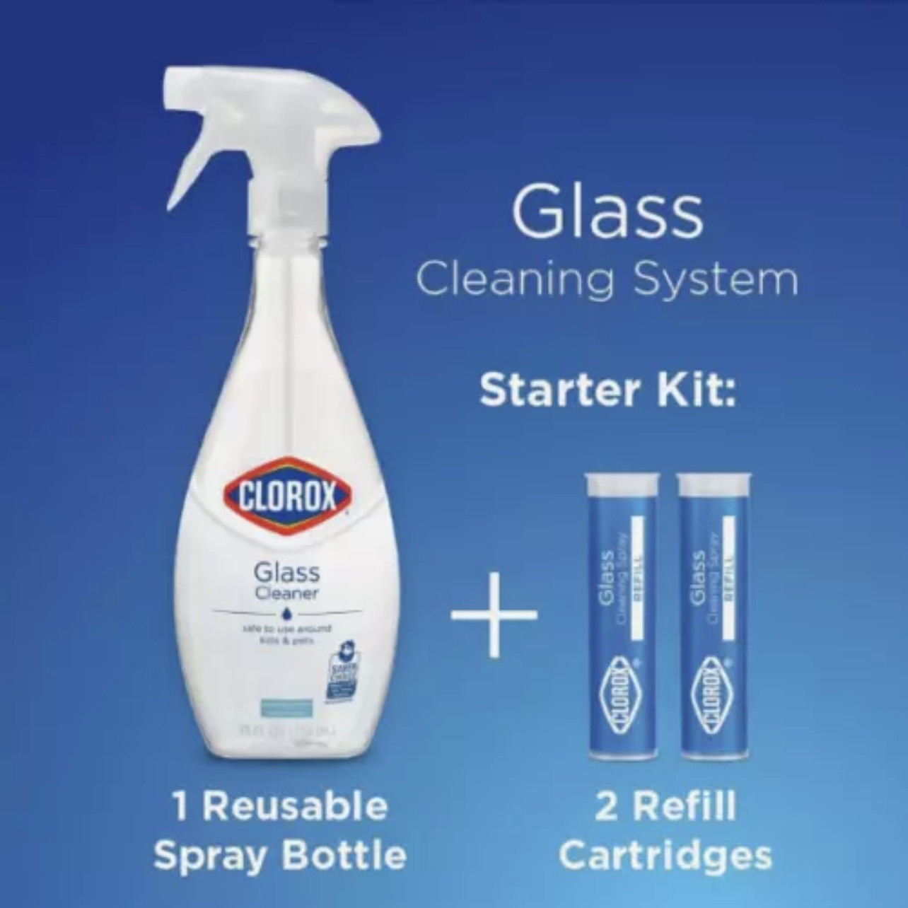 Clorox Glass Cleaner Cleaning System with one Reusable 0.66 Fl Oz (Pack of 1)