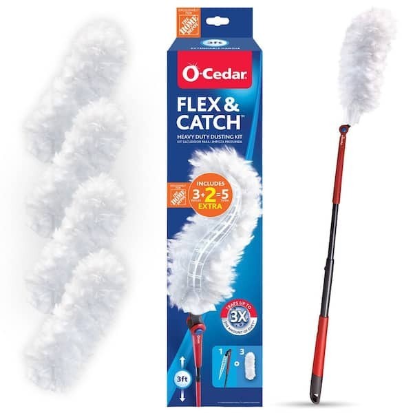 NEW O-CEDAR Flex and Catch Heavy Duty Dusting Kit Handle Extends 3ft + 5 refills