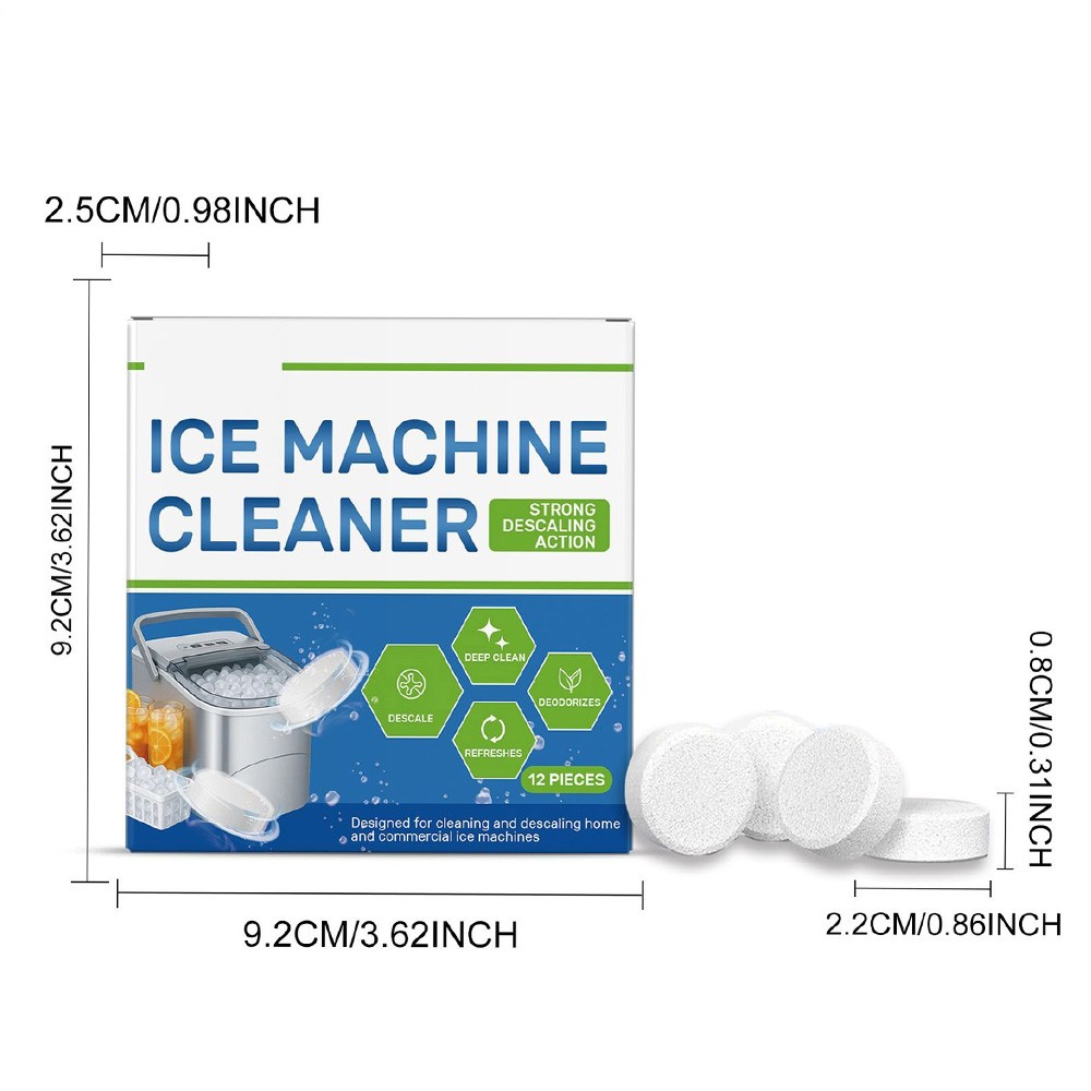 Ice Machine Cleaner Maker Descaler 12PCS Clean Tablets Gentle Cleaning&Descaling