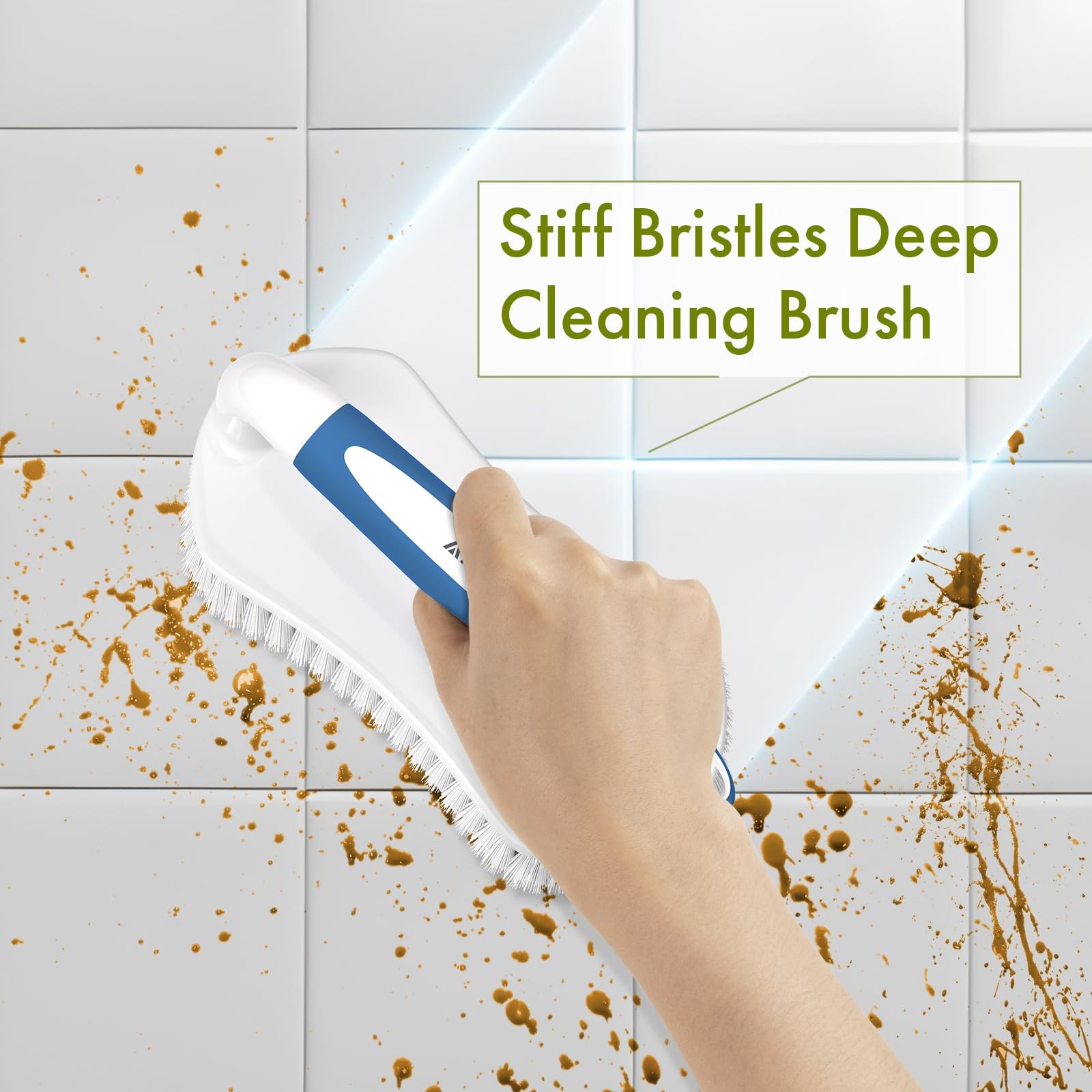 Scrub Brush for Cleaning Comfort Grip Shower Scrubber Flexible Stiff Bristles…