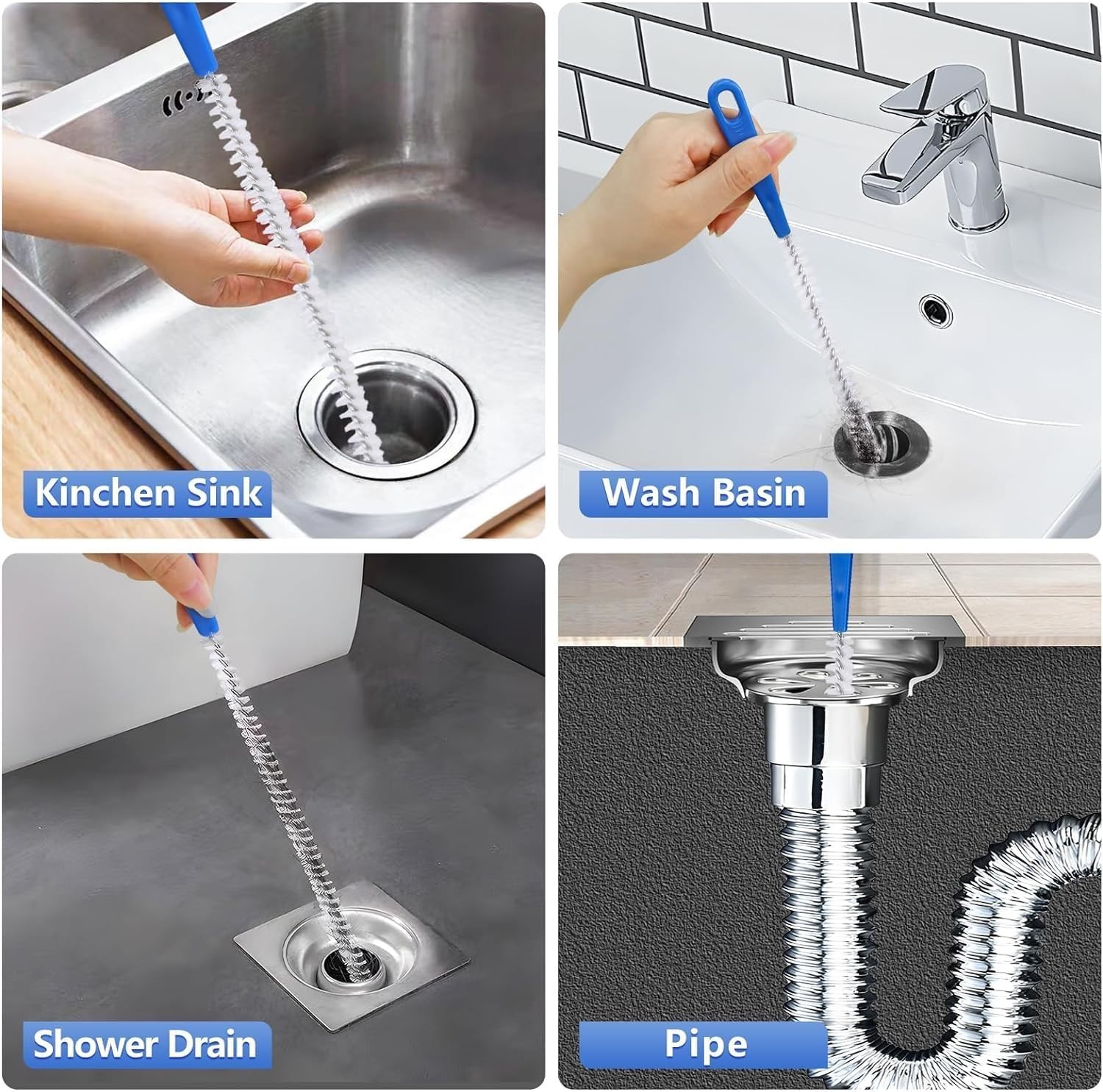 Flexible Drain Brush 61 Inch, Nylon Pipe Cleaner Tool