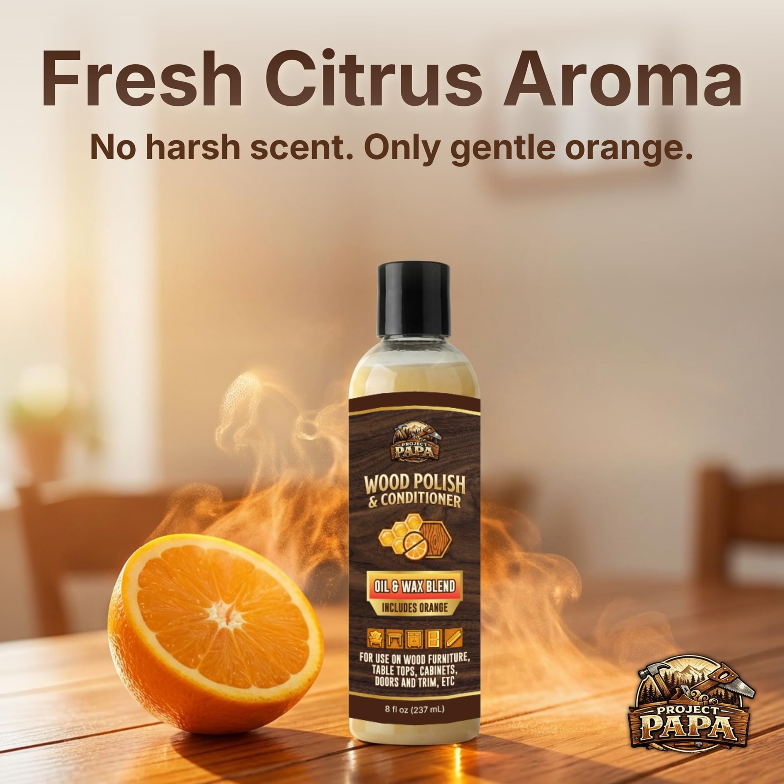 Natural Wood Polish & Conditioner with Orange Oil – Beeswax Furniture Polish …