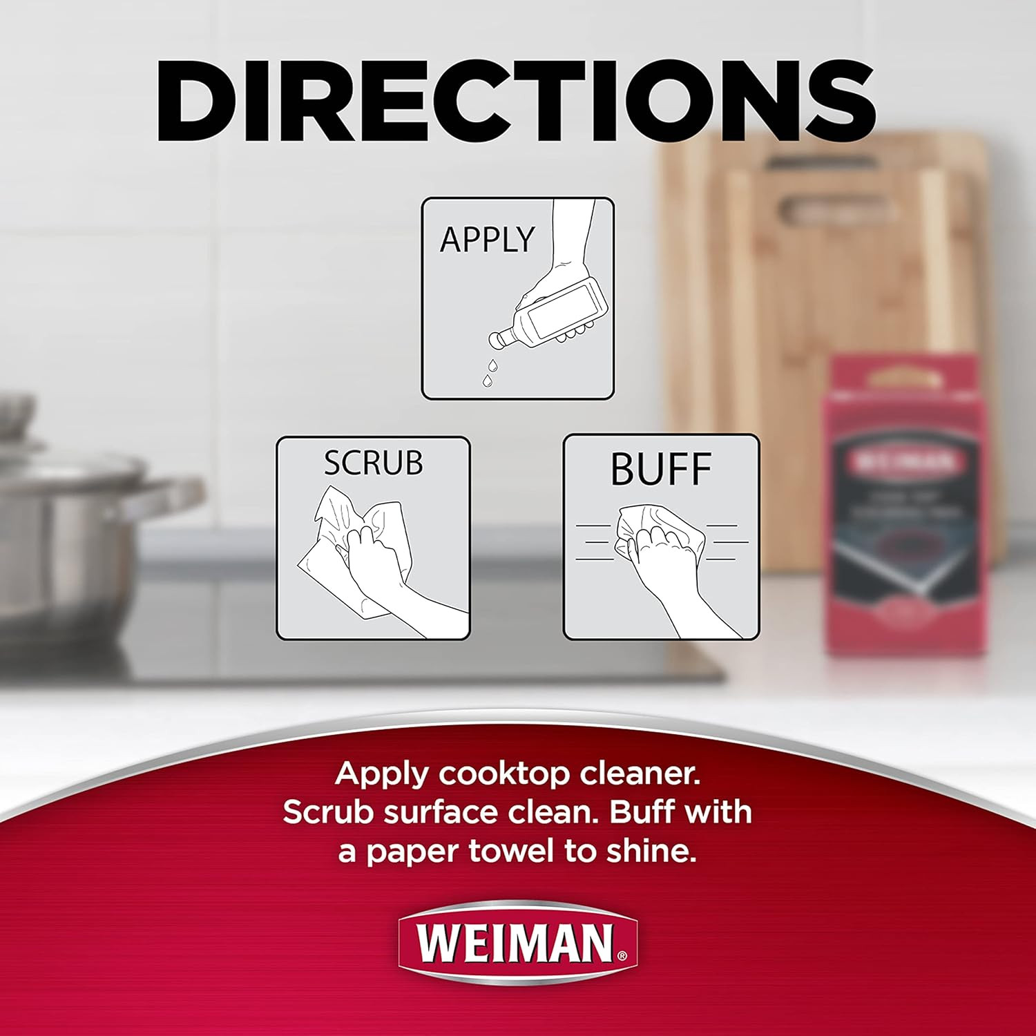 Weiman Cook Top Scrubbing Pads, 3 Count, 2 Pack Cuts Through the Toughest Stains