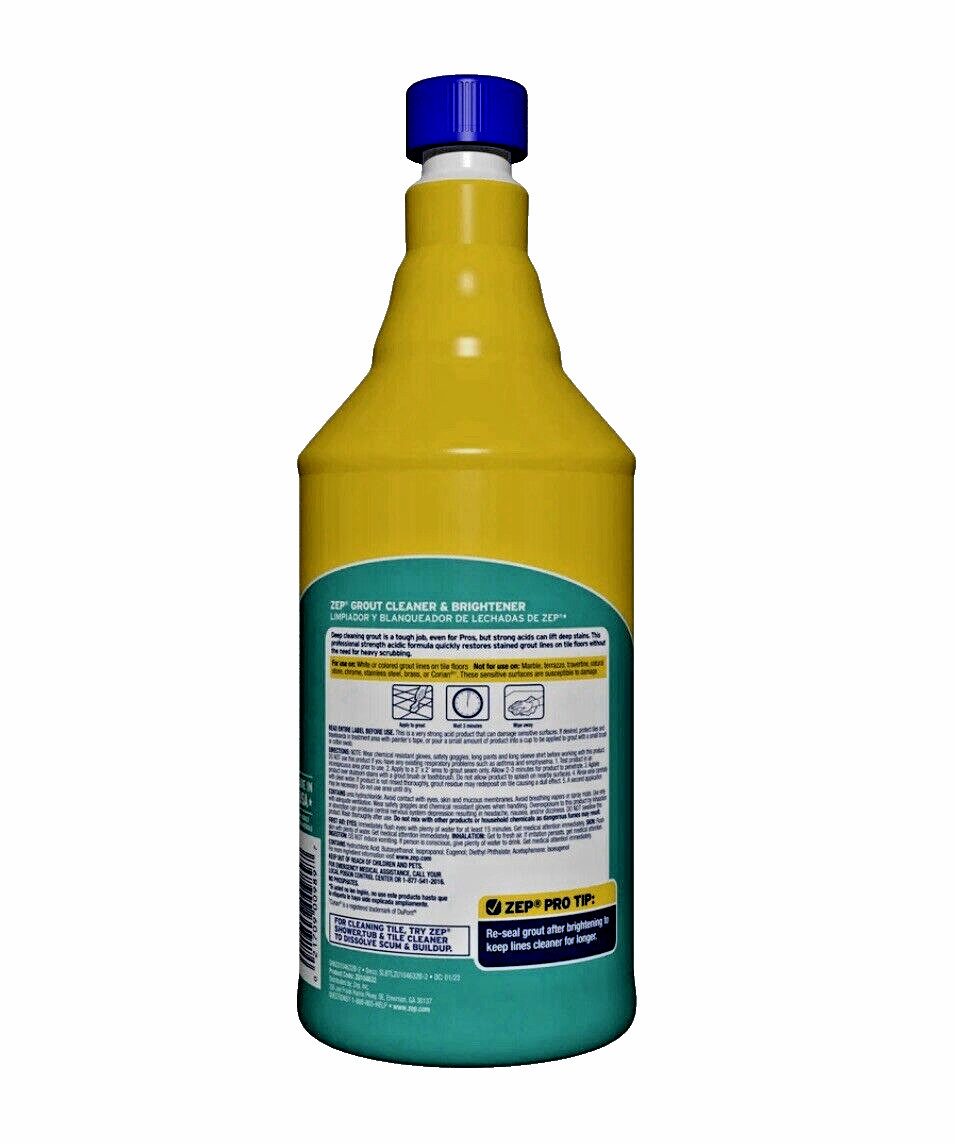 ZEP Grout Cleaner & Brightener Professional Strength Acidic Formula – 1qt (32oz)