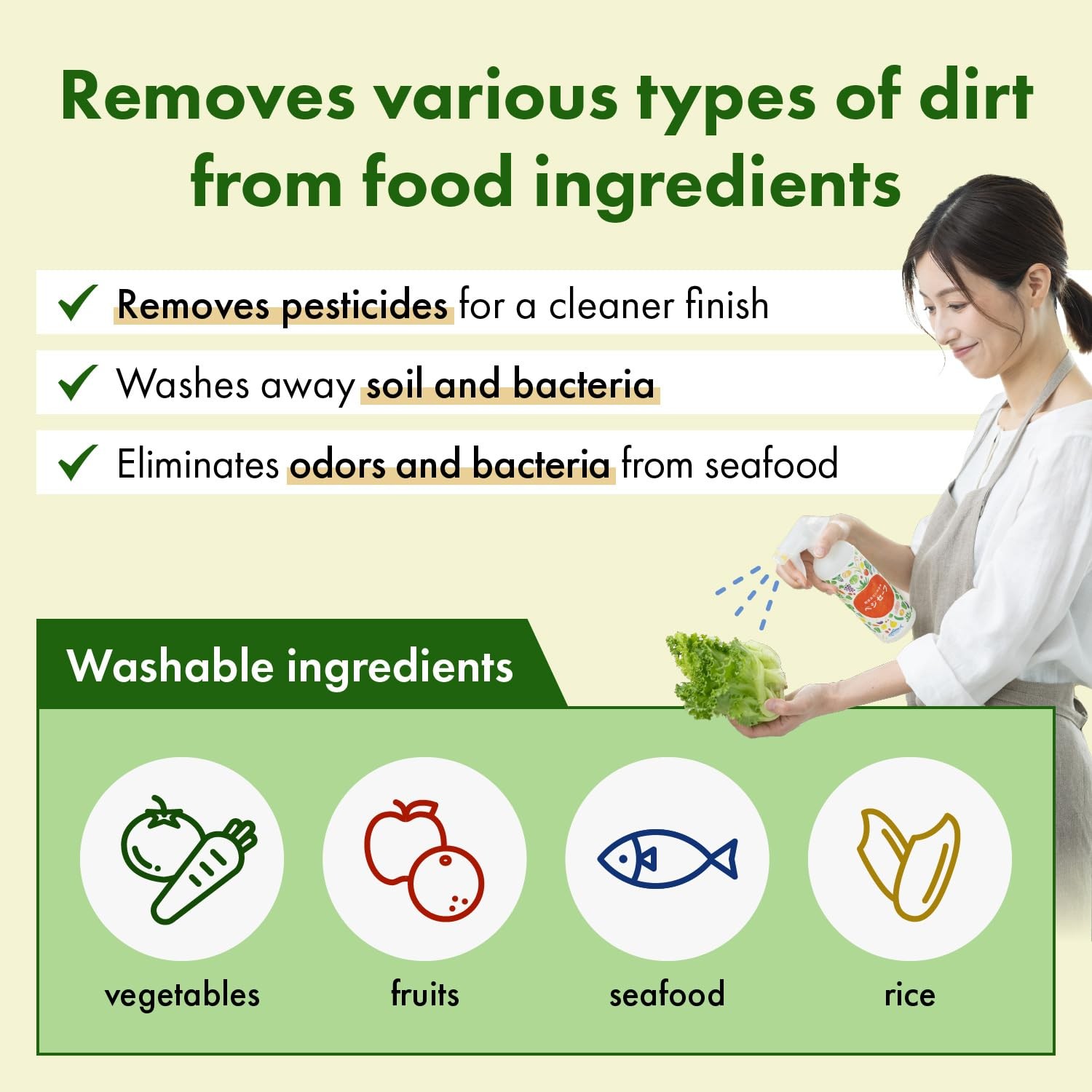Veggie Fresh Food Cleaning / Deluxe Set【400ml (13.5 fl oz) Spray Bottle + 4L