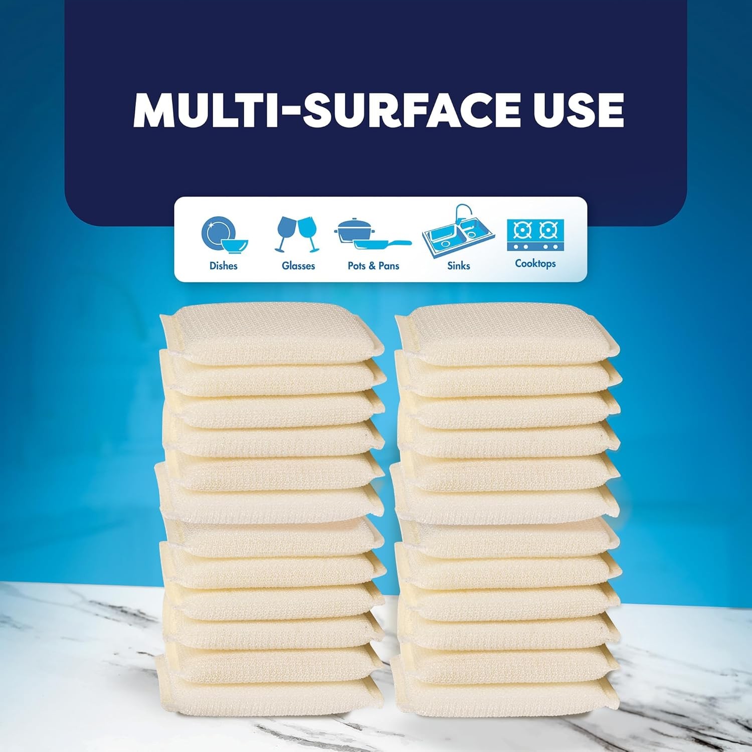 24 Pack Scrub Sponges Kitchen by , Multi-Purpose Scouring Pads, Non-Scratch