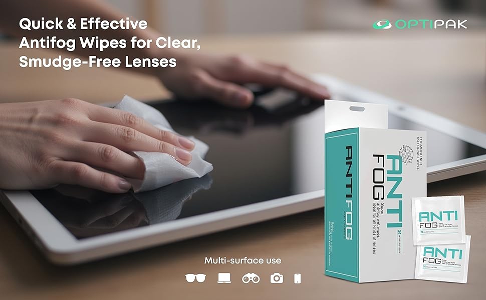 Anti Fog Wipes for Glasses, Binoculars, Face Shields, Ski Masks or Swim