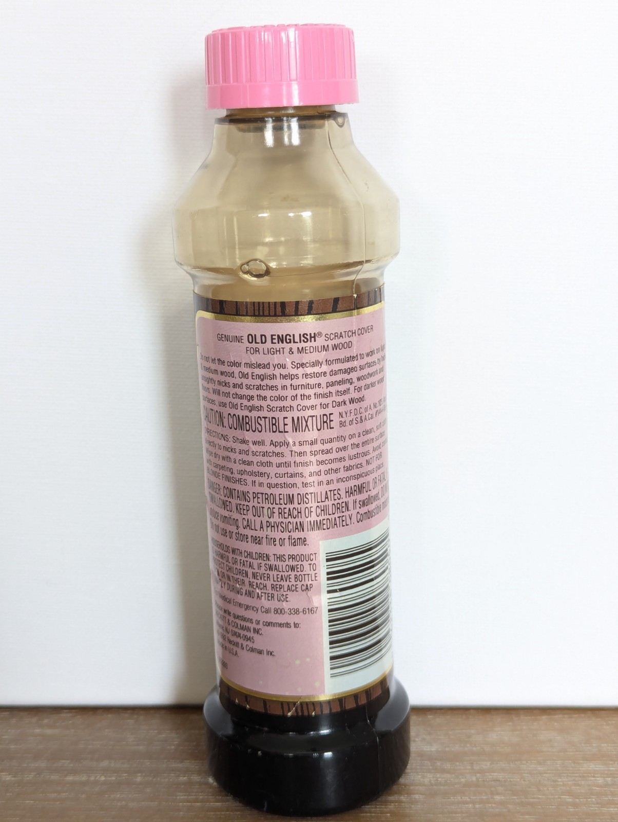 Vintage Old English Scratch Cover Light To Medium Woods 8 oz Pink Lid – 75% Full