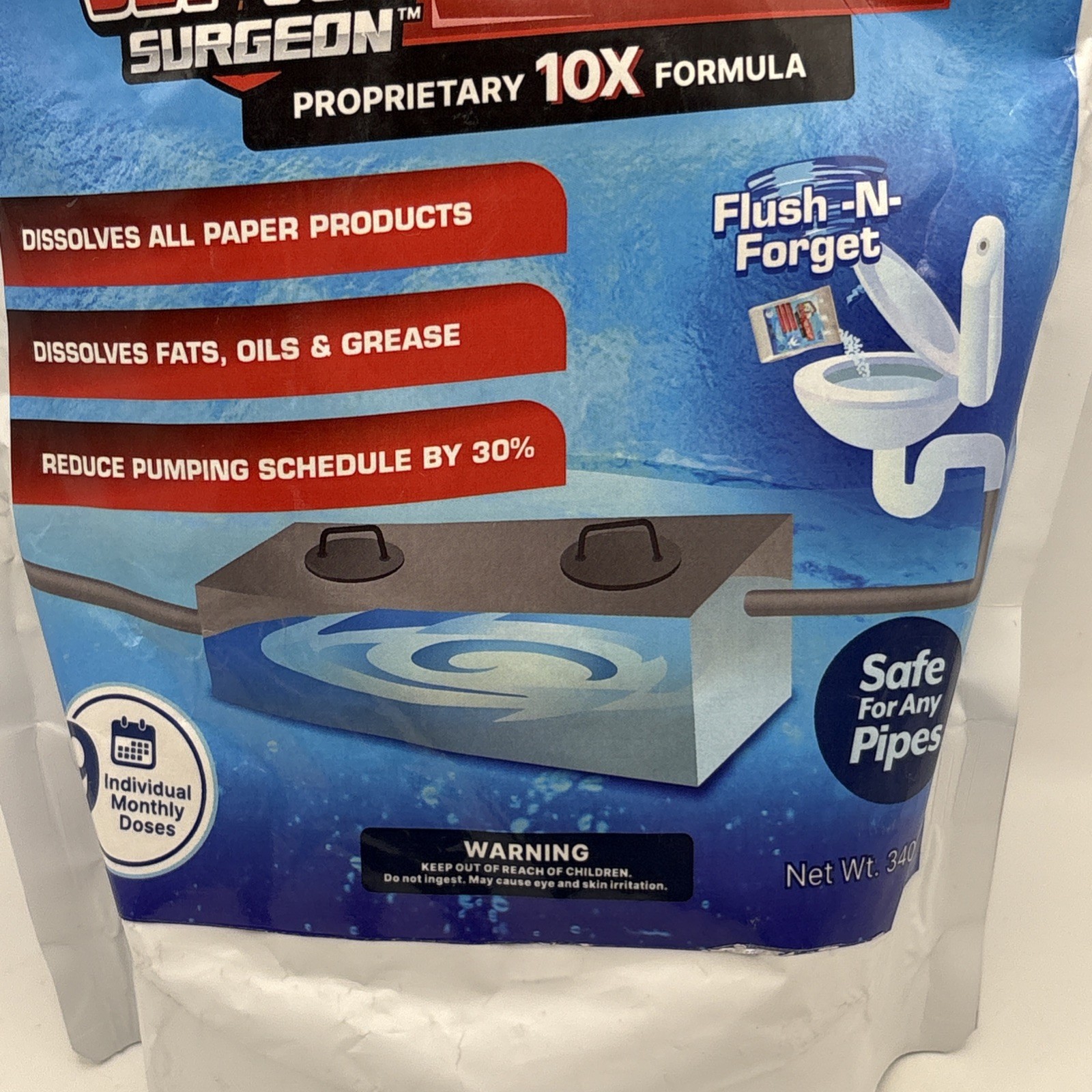 THE SEPTIC SURGEON TANK TREATMENT ENZYME CONTROLS ODOR SAFE FOR ANY PIPES * RVs