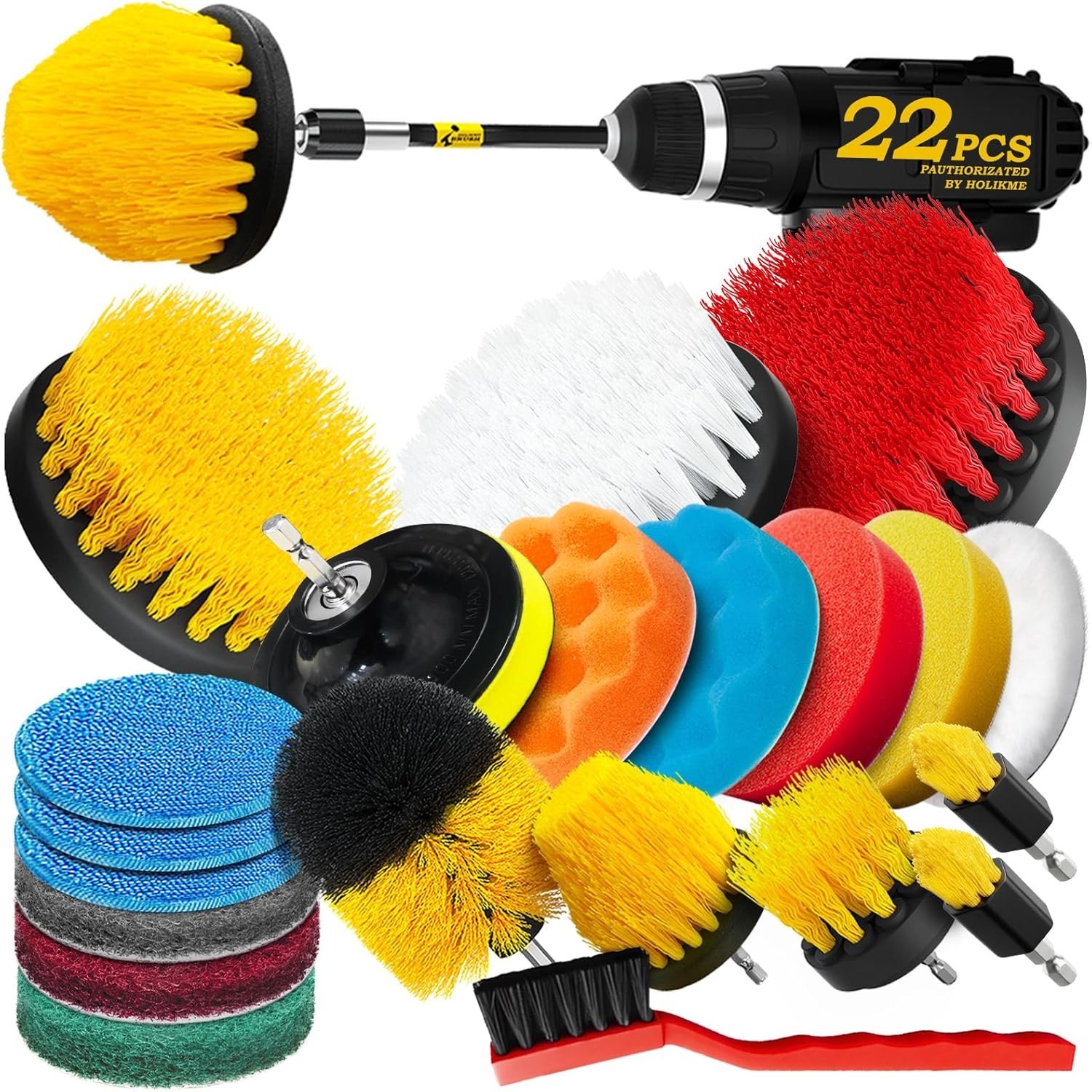 Versatile 22-Piece Drill Cleaning and Polishing Set for Home & Automotive Use