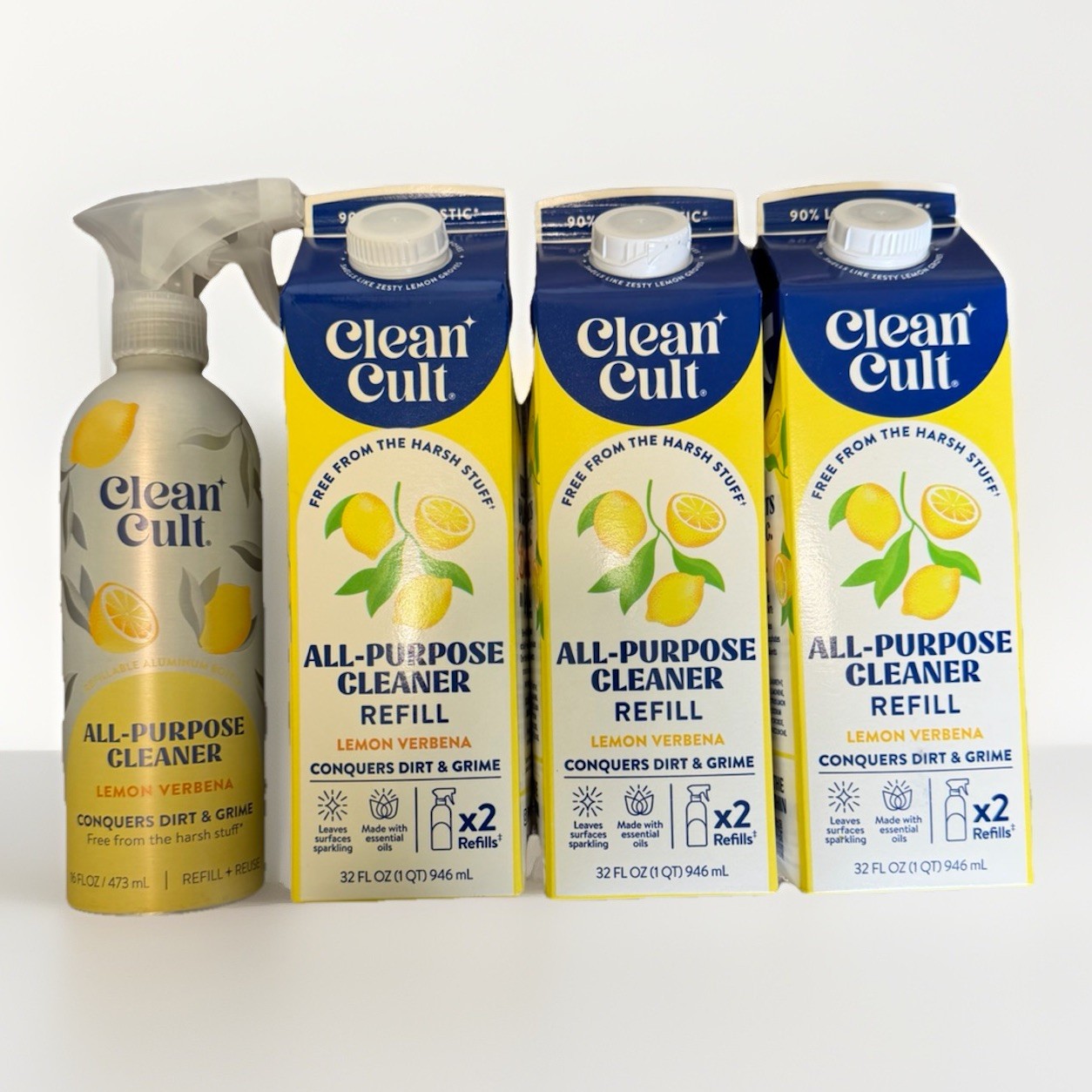 Clean Cult Lemon Verbena All Purpose Cleaner Spray 16oz, 32oz Refills, Non Toxic