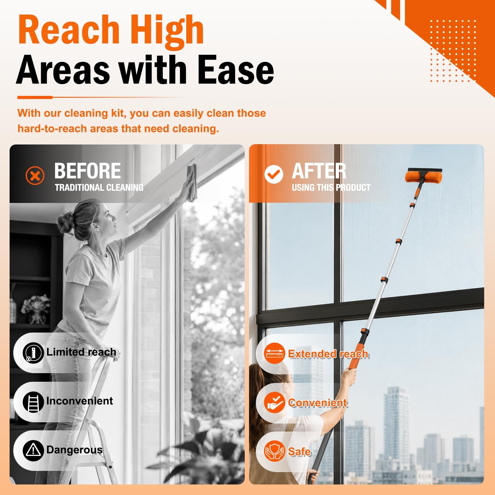 20FT High Reach Duster Cleaning Kit with Extension Pole, High Ceiling Fan Cle…