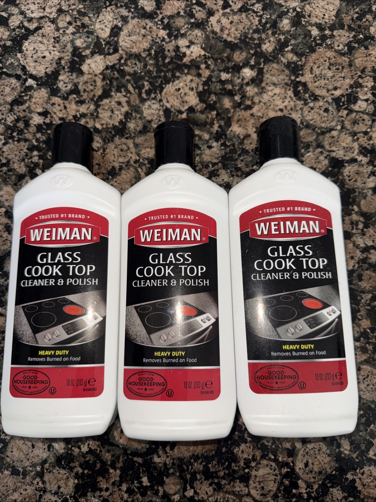 3-Pack Weiman Glass Cooktop Cleaner and Polish – 10oz Each – Heavy Duty NEW