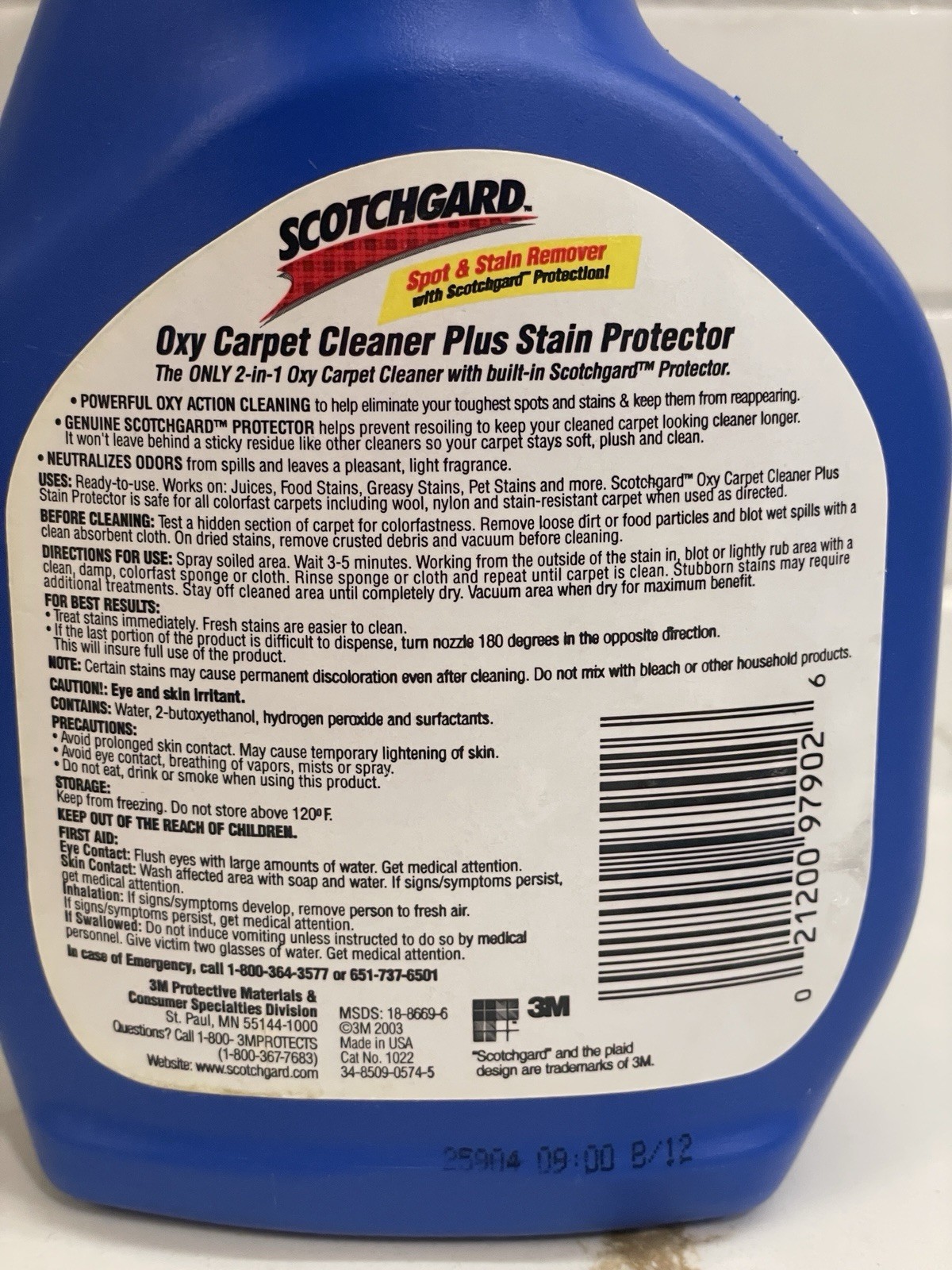 Scotchgard 3M Oxy Carpet Cleaner Spray Stain Protector Spot 22 oz 75% Full