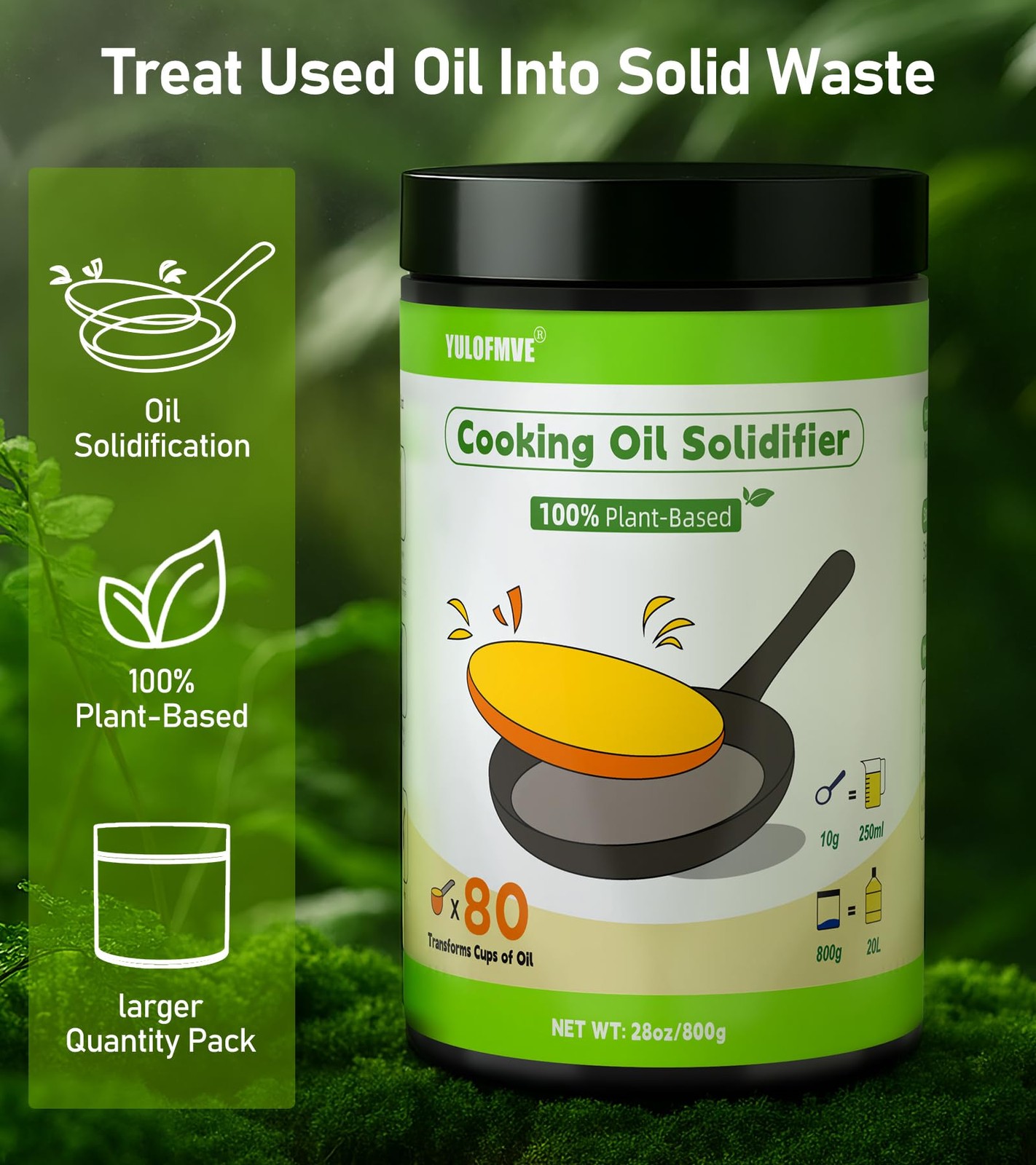 YULOFMVE Cooking Oil Solidifier Powder, Solidifies Up to 80 Cups from Mess, 1…