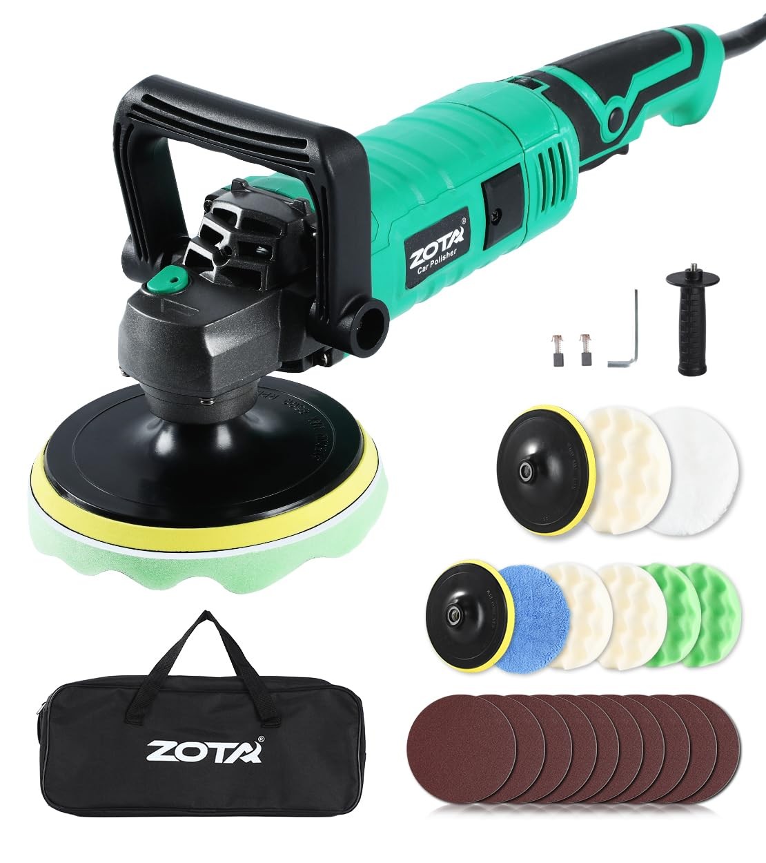 Car Buffer Polisher 1600W 7 Inch Variable Speed Waxing Detailing M14 Corded