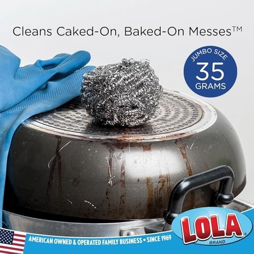 Jumbo Stainless Steel Wool Scourer – 35g Curled Flat Wire for Tough Cookware Cle