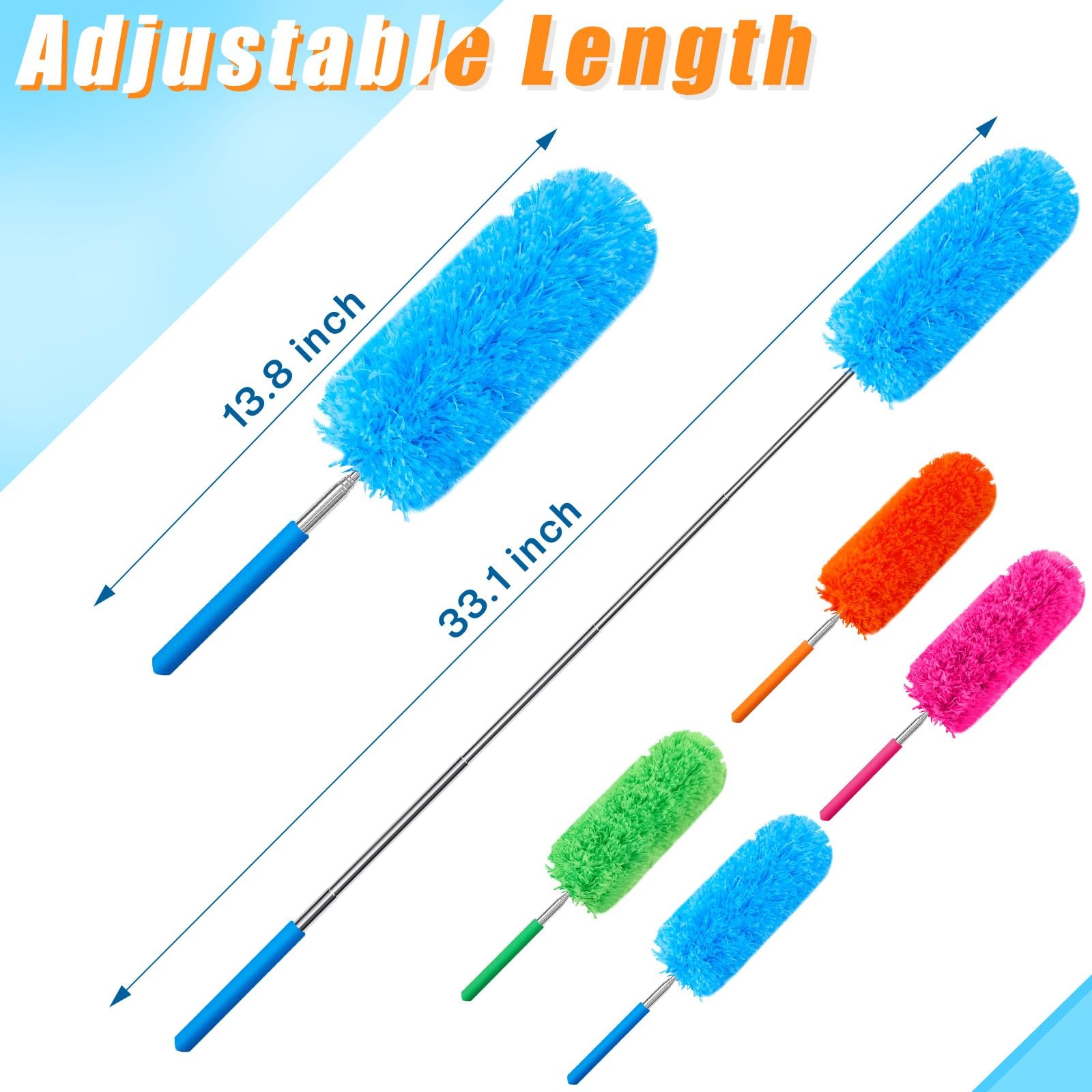 Tanlade 12 Pcs Microfiber Feather Duster for Cleaning 13-31 Inch Extendable C…