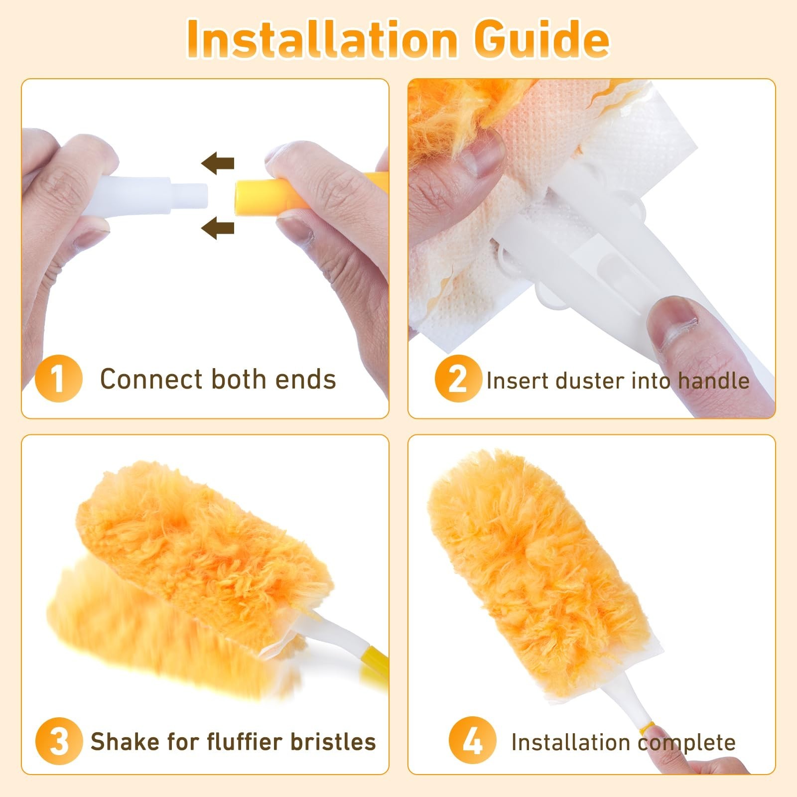 360° Multi-Surface Duster Refills Kit, 25 Pack + Handle, 4X Cleaning Power for H