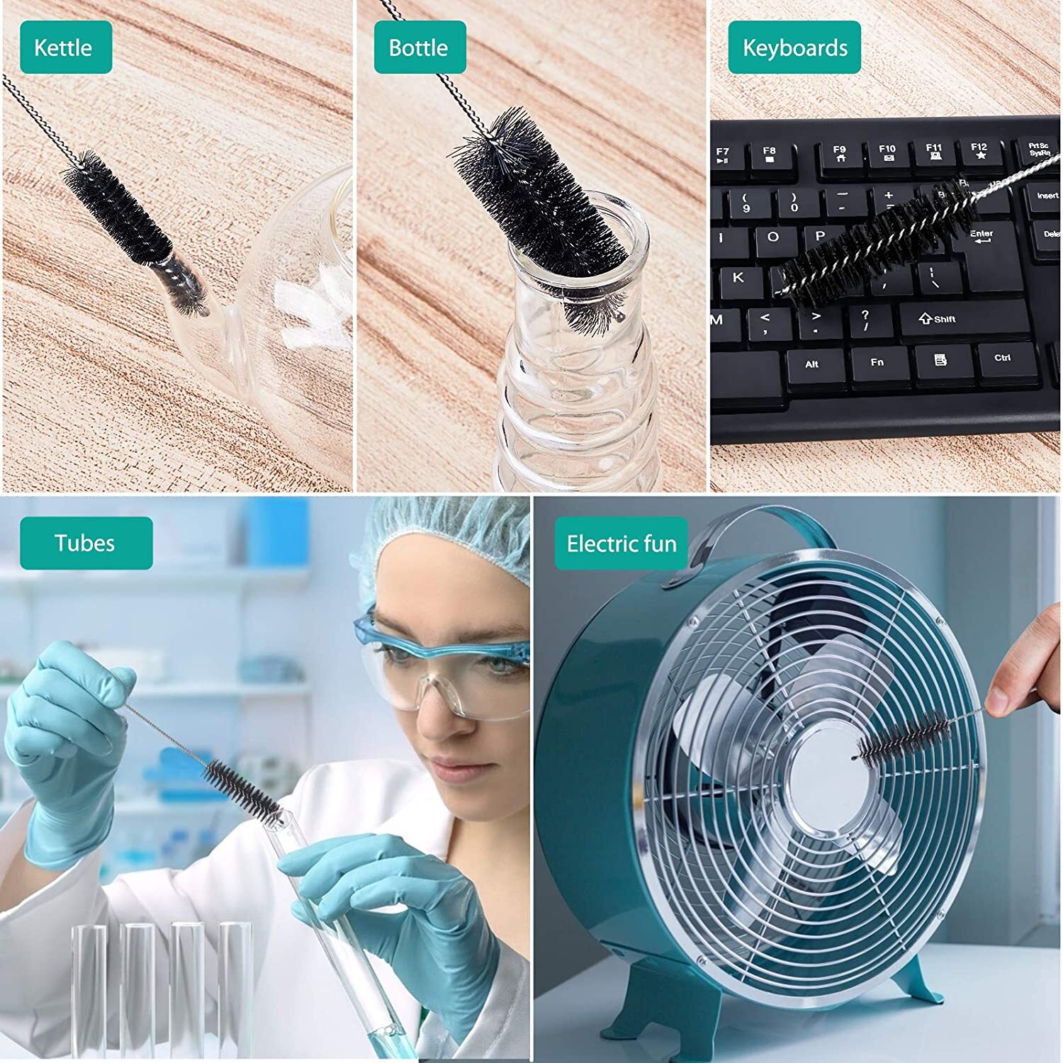 10 Pcs 8″ Nylon Tube Bottle Cleaning Brush Narrow Neck Straw Cleaner with Hook