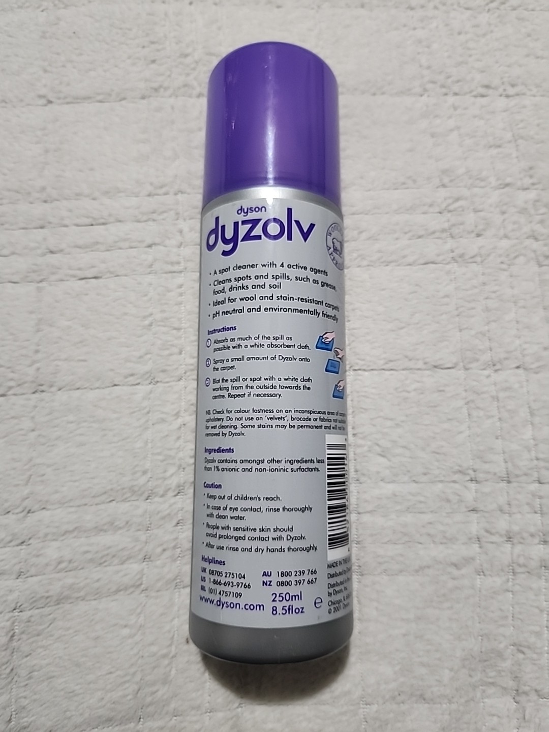 NEW Dyson Dyzolv Spot Spray Cleaner Carpets & Rugs 4 Active Agents 8.5 oz New