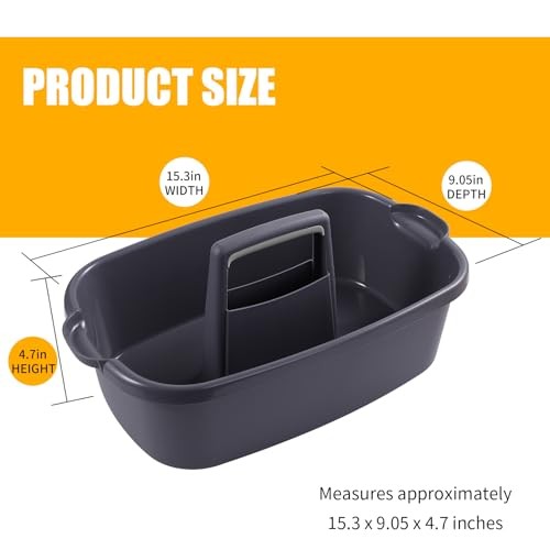 Pack Large Gray Cleaning Caddy for Cleaning Supplies with Handle