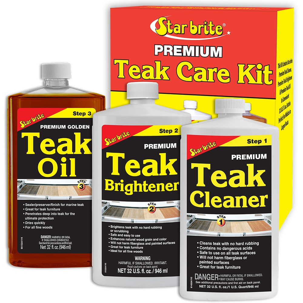Star brite Premium Teak Care Kit – Step 1, Step 2, Step 3 – 32 oz [81202]