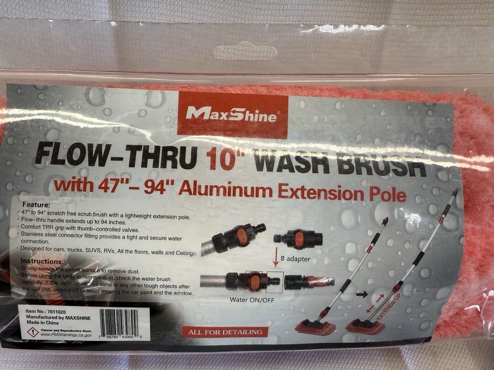 MaxShine 10 Inch Car Wash Brush Head Flow Thru Without Pole