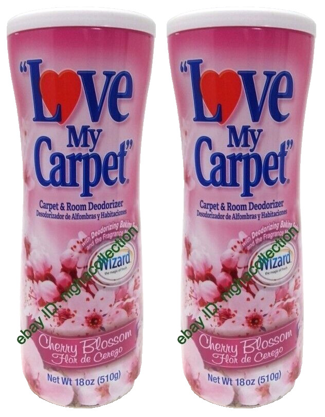 2x LOVE MY CARPET 2-in-1 Carpet & Room Deodorizer CHERRY BLOSSOM 18 Oz Ea SEALED