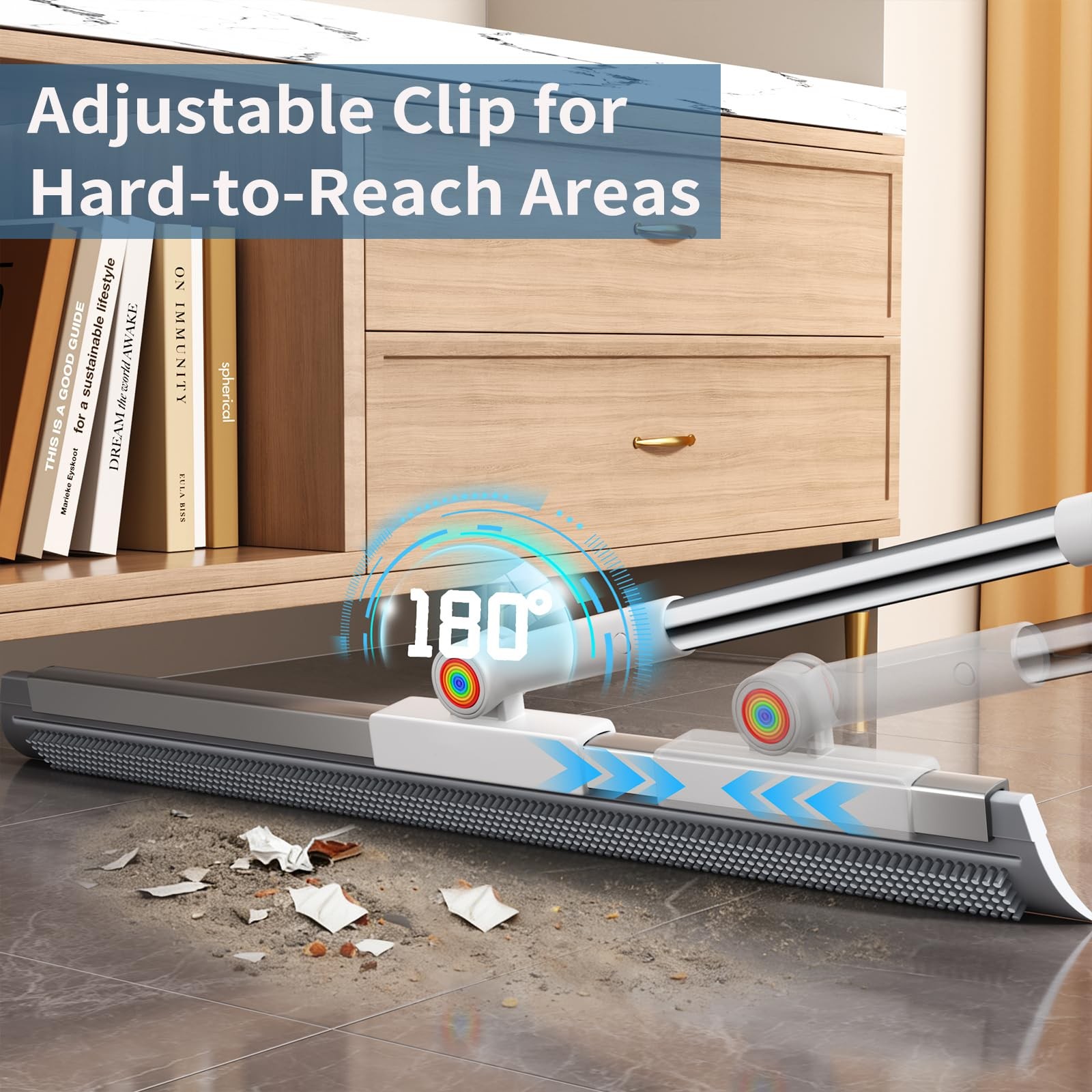 Floor Squeegee for Concrete Floor, Squeegee for Floor with 180° Rotating Head…