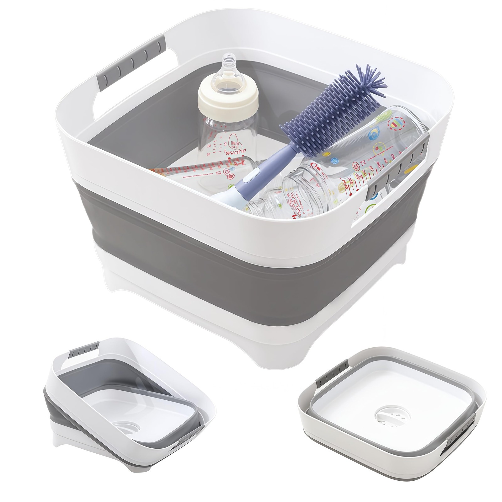2.6 Gal 10L Collapsible Wash Basin with Drain Plug, Portable Large Capacity F…
