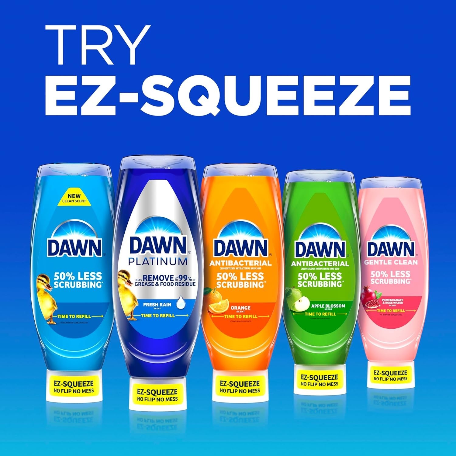 Dawn Gentle Clean EZ-Squeeze Dishwashing Liquid Dish Soap, Pomegranate and Rose