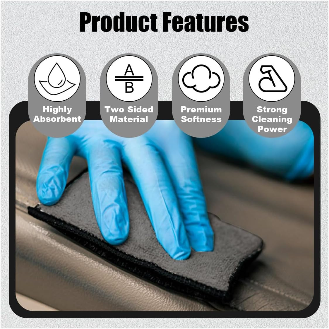 3PCS 5″×3″ Car Interior Scrubbing Sponges, Microfiber Car Wash Sponges, Auto Det