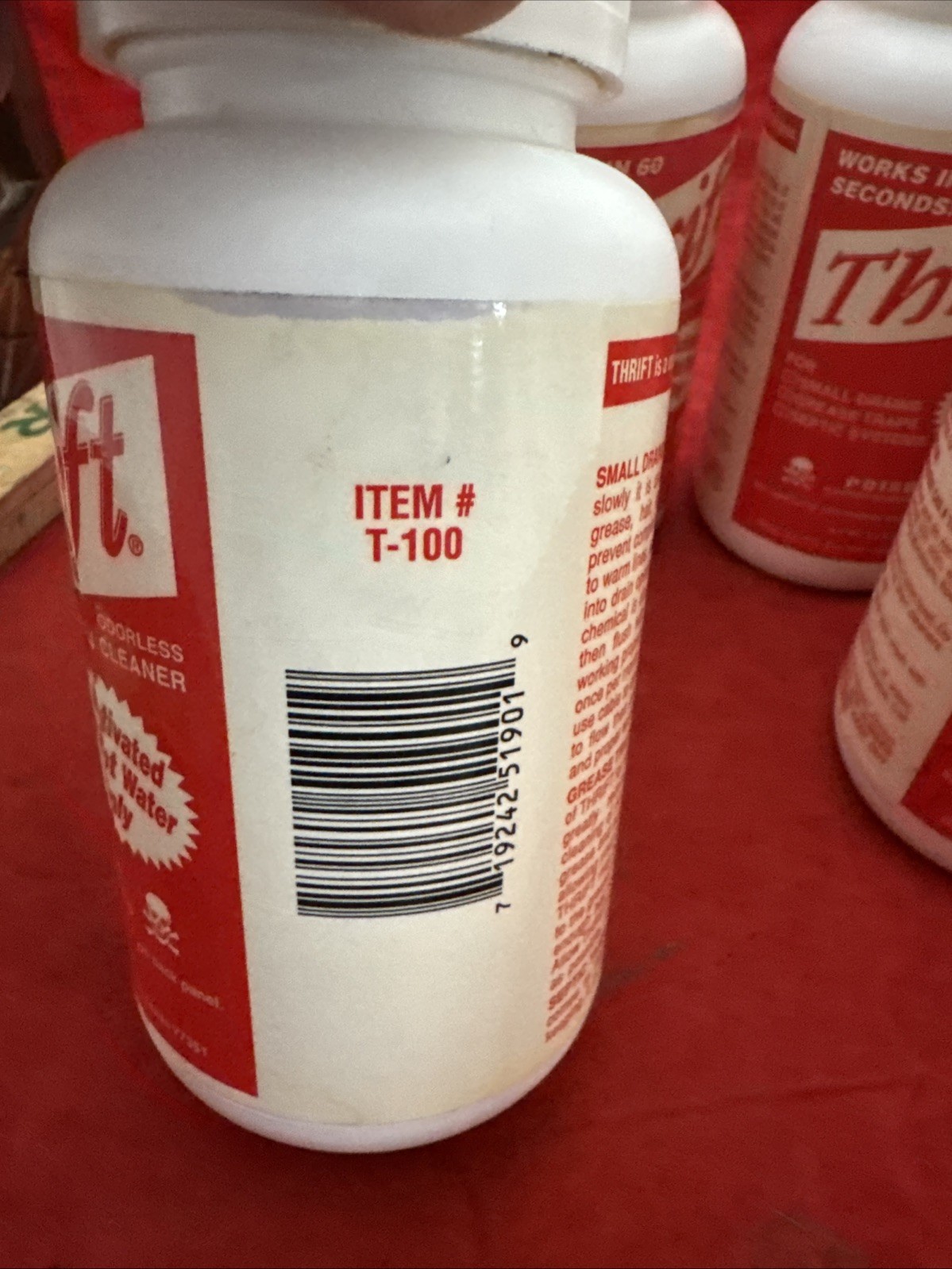 (5) 1LB bottles of Thrift Drain cleaner professional strength T-100 .