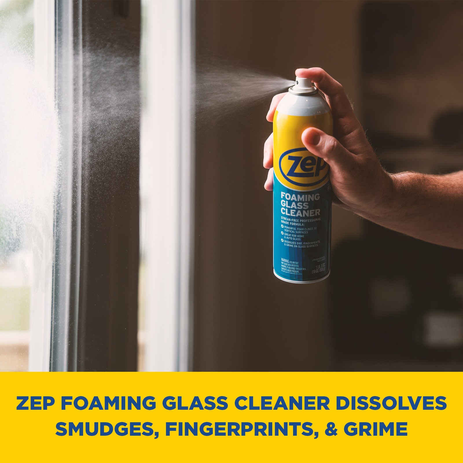 Zep Foaming Glass and Plexiglass Cleaner – 19 oz (Case of 4) ZUFGC19
