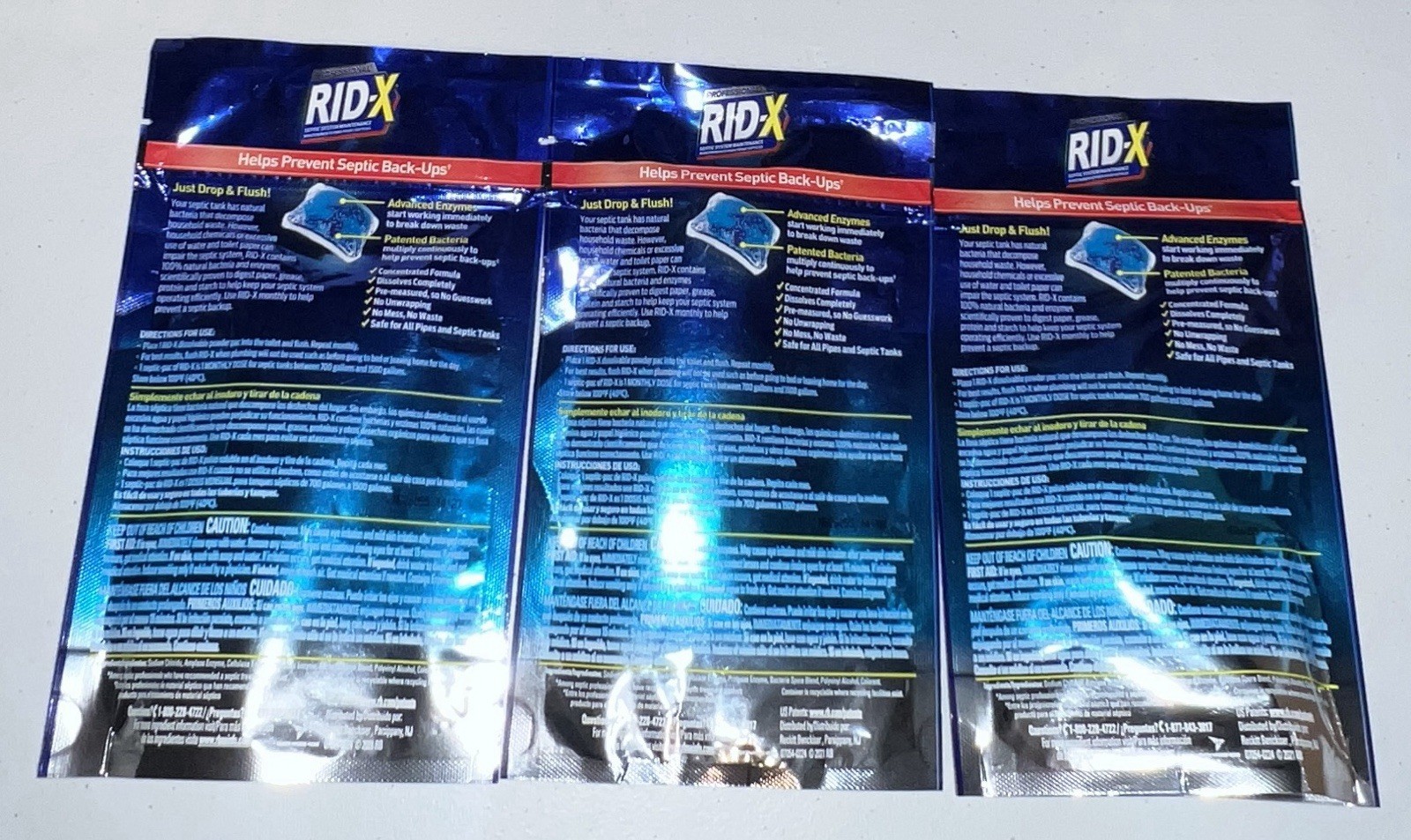 Rid-X Septic System Treatment Septi Pacs 3 Month Dose Per Pack 3.2oz – Lot of 3