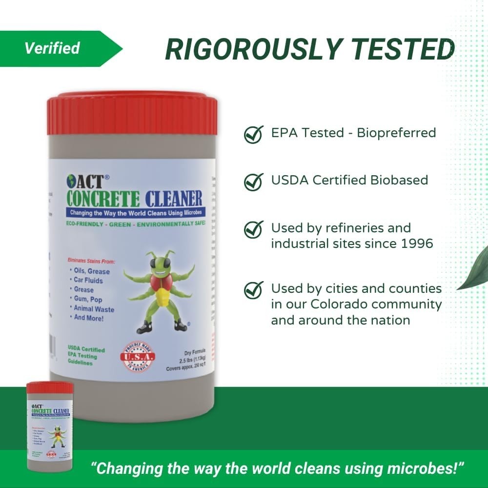 Act Concrete Cleaner Eco Friendly Dry Powder Oil Stain Remover 2 5 Lb
